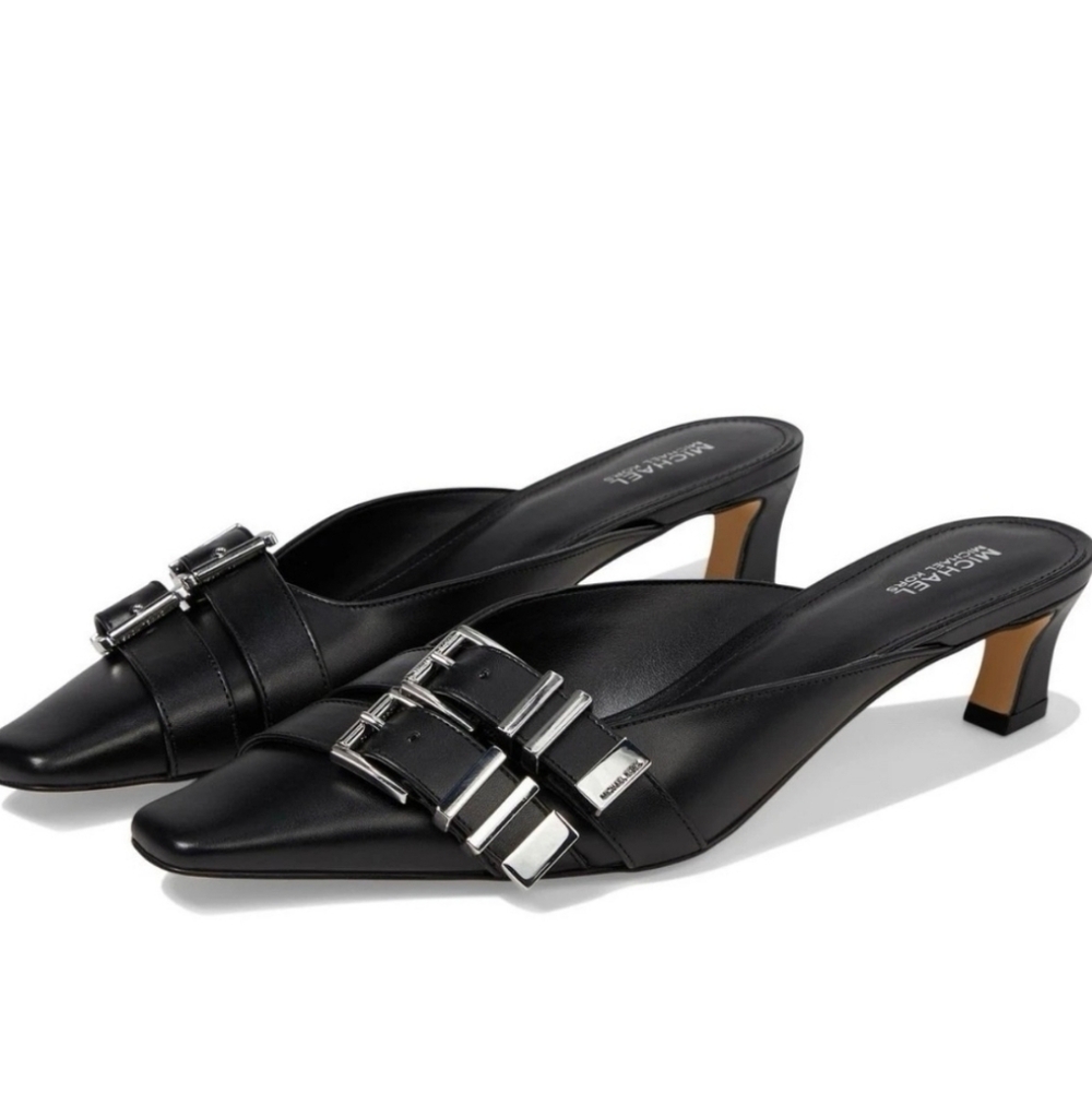 NWT! Michael Kors Leather Mules Kitten Heel